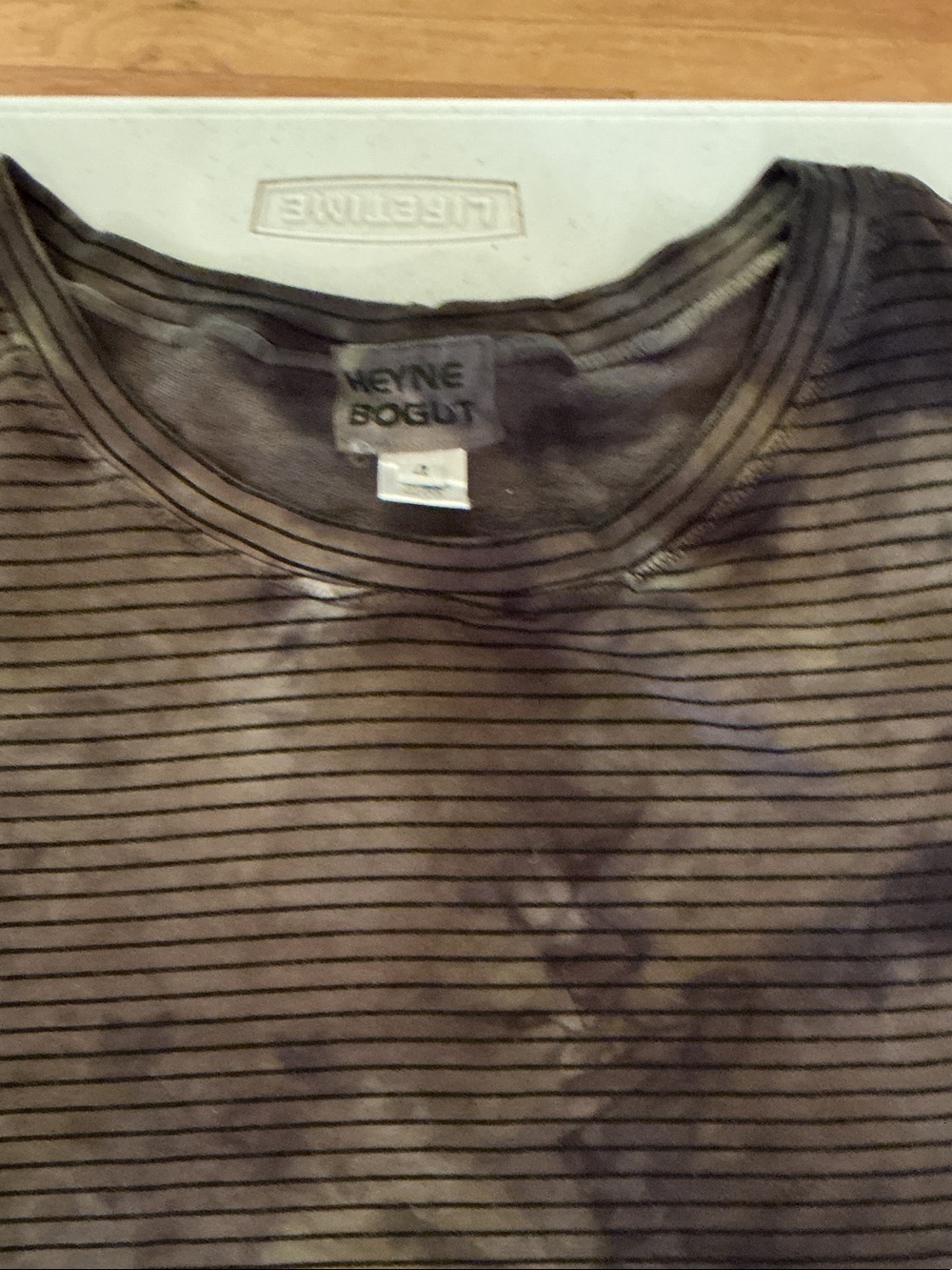 Women Black & Gray Striped Crew Neck Shirt